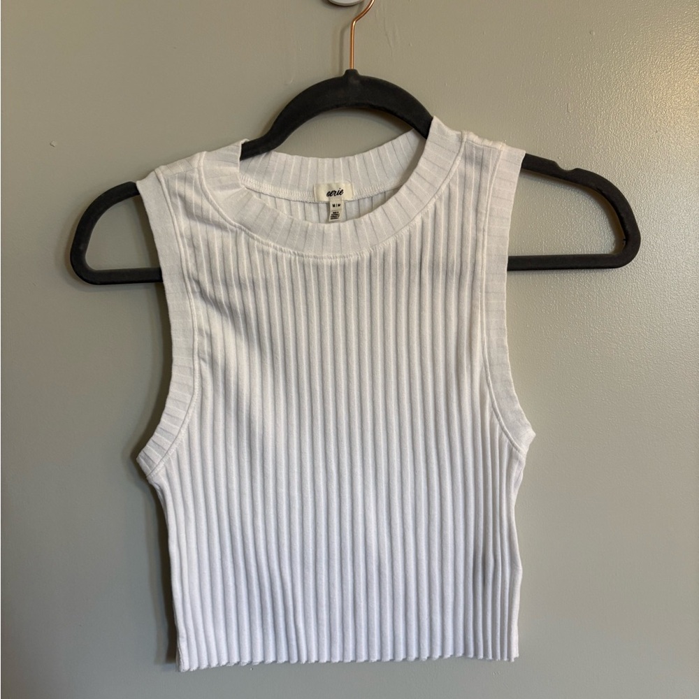 Aerie White Ribbed Tank Top